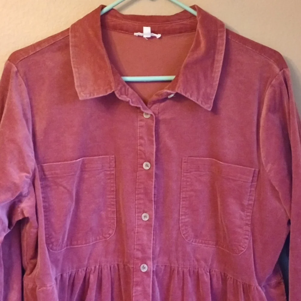 Jodifl Corduroy Peplum tiered Mini Boho Western Dress Size L - Picture 2 of 11